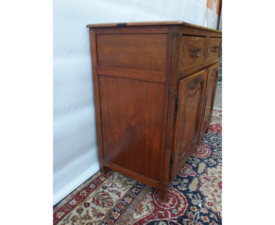 SMALL TWO-DOOR SOLID WALNUT SIDEBOARD, 19th CENTURY FRANCE cm L115xW51xH99