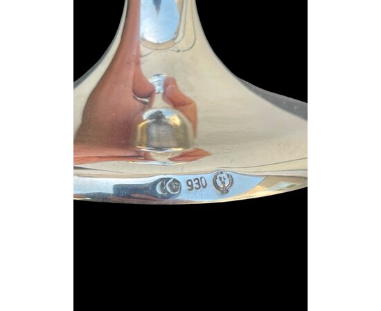 Silver 'trumpet' vase with round base, everted mouth and tapered body. Germany.
