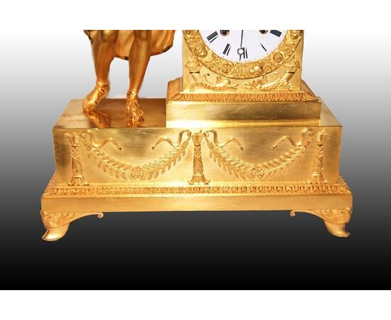 1800s Parisian Empire Table Clock "Man with Lyre"