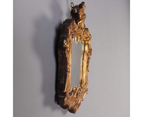 Louis XIV carved and gilded wood mirror, Italy, first quarter of the 18th century