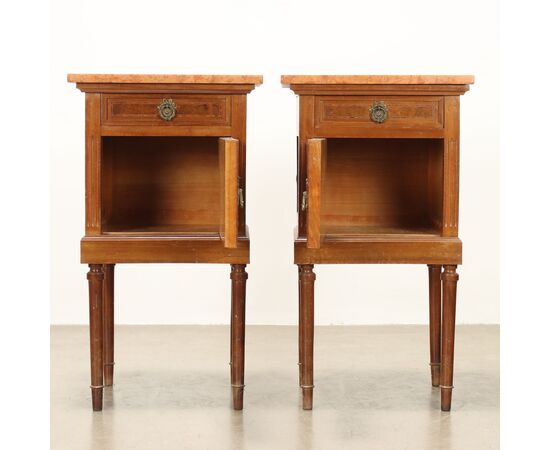 Pair of Neoclassical Style Bedside Tables, Italy, Early 20th Century
