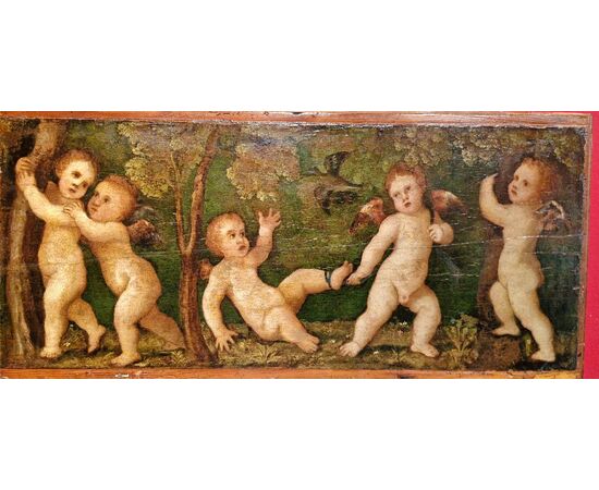 Pair of panel paintings (Venice) Children playing