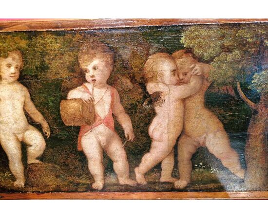 Pair of panel paintings (Venice) Children playing