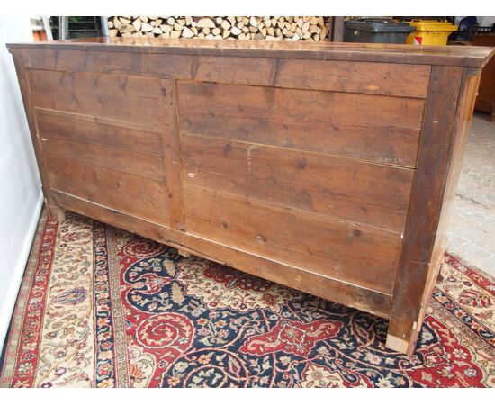 Antique 4-door walnut sideboard, Directoire style, 19th century France, cm L206xP58xH96