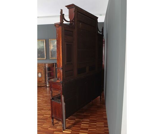 Victorian style double-bodied rosewood cabinet with inlays from the 1800s