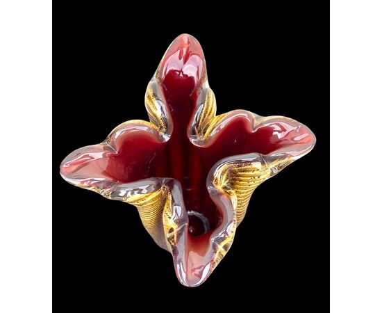 Large submerged heavy glass vase 'cordonato oro'. Barovier e Toso. Murano.
