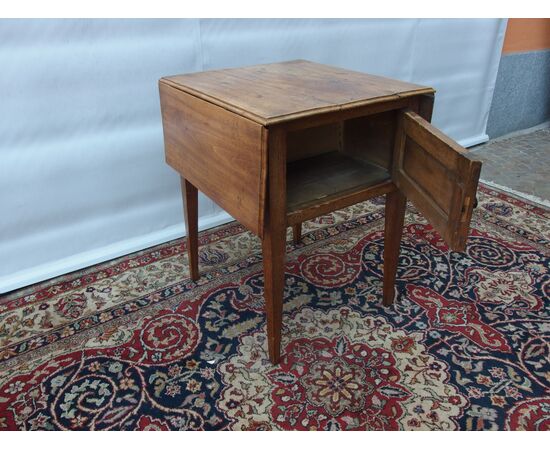 RUSTIC LOUIS XVI STYLE DROP-LEAF TABLE cm closed L54xW59xH73 open L104xW59