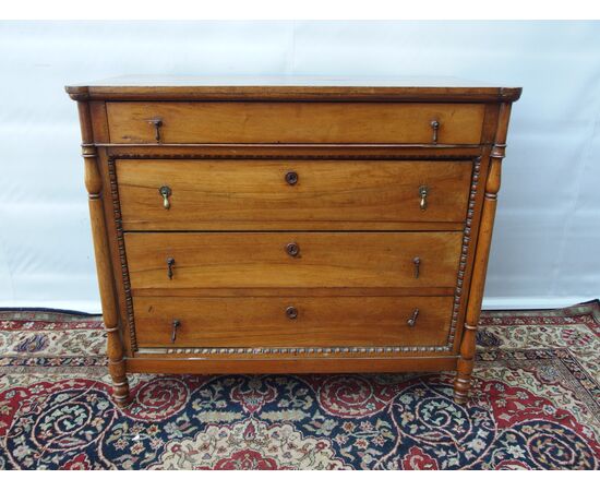 LOUIS PHILIPPE WALNUT CHEST OF DRAWERS, 19TH CENTURY, PIEDMONT - cm W 117xD55xH101