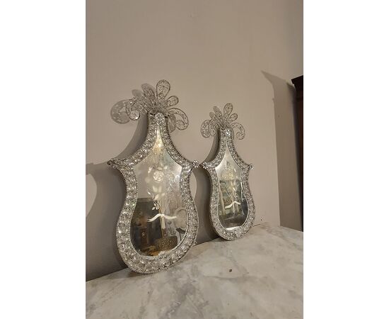 PAIR OF NEOCLASSICAL MIRRORS WITH CRYSTALS, LATE 18TH CENTURY