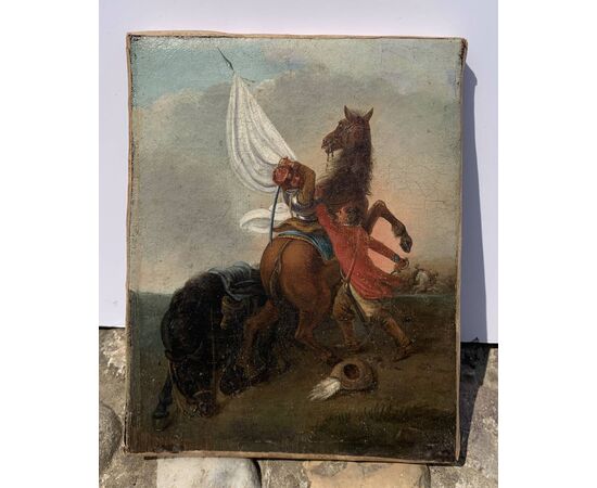 Francesco Casanova (Londra 1727 – Mödling 1803) attribuito a - Scena di battaglia a cavallo.