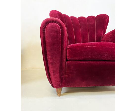 Pair of armchairs 1940 - burgundy velvet