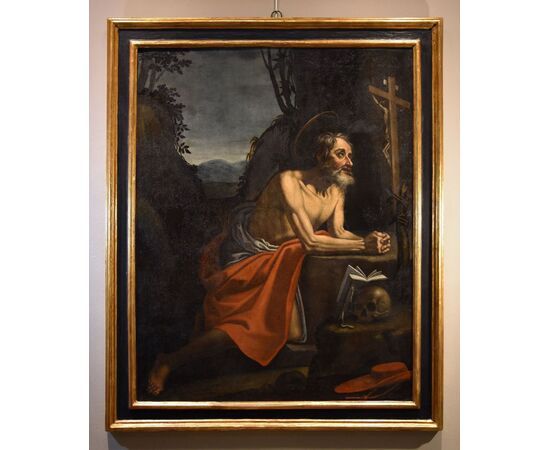 Saint Jerome penitent in the cave, Hendrick de Somer known as Enrico Fiammingo (Lokeren 1602 - Naples 1655)