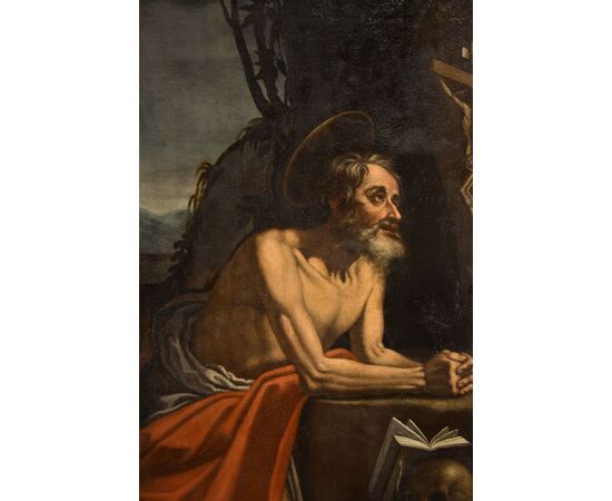 Saint Jerome penitent in the cave, Hendrick de Somer known as Enrico Fiammingo (Lokeren 1602 - Naples 1655)