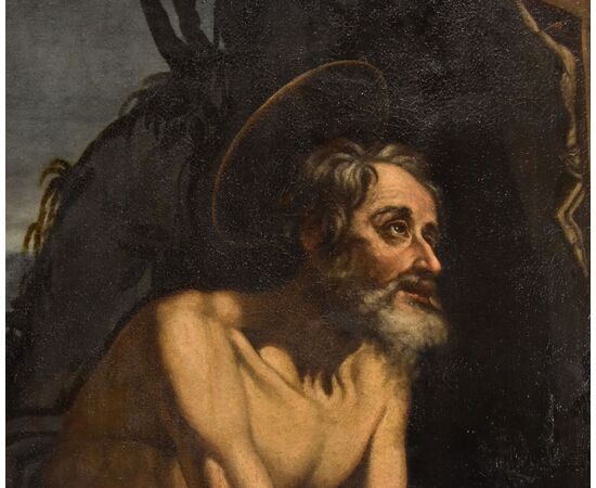 Saint Jerome penitent in the cave, Hendrick de Somer known as Enrico Fiammingo (Lokeren 1602 - Naples 1655)