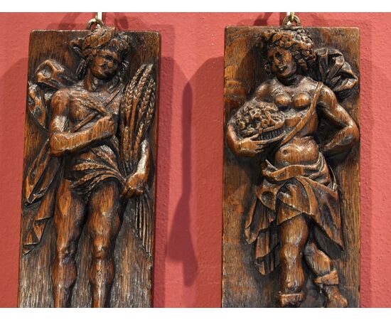 Bas-reliefs 'Allegory of Spring and Autumn', 17th-century Flemish sculptor