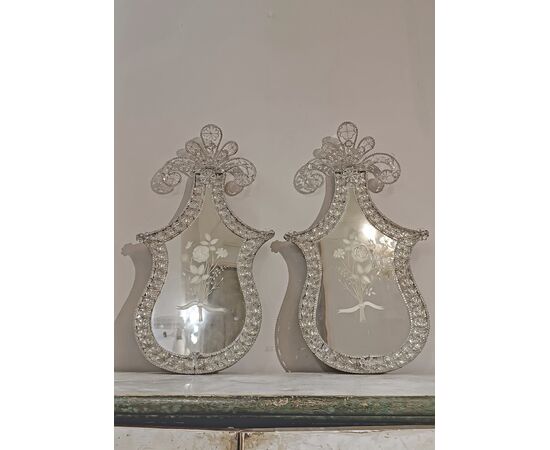 PAIR OF NEOCLASSICAL MIRRORS WITH CRYSTALS, LATE 18TH CENTURY