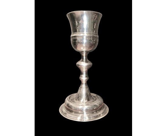 Embossed silver chalice. Torretta hallmark. Genoa.