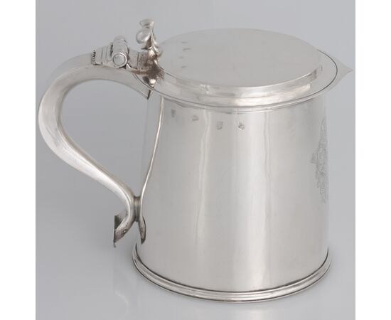 Charles II Sterling Silver Tankard, Silversmith AL, London, 1676
