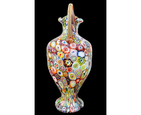 Large vase with 'giant murrine' with two handles. A.Ve.M. Murano