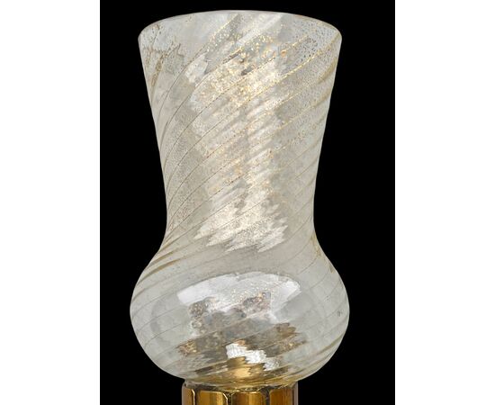 Heavy glass wall lamp with bubble inclusions, milk glass, and gold leaf. Salviati manufacture. Murano.