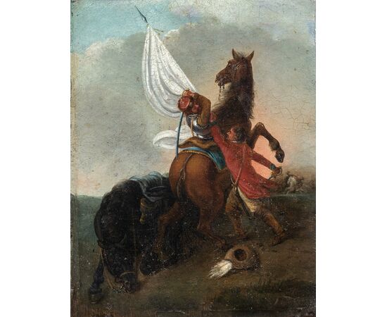 Francesco Casanova (Londra 1727 – Mödling 1803) attribuito a - Scena di battaglia a cavallo.