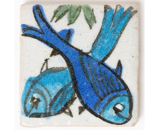 Piccole antiche piastrelle con "pesci". - O/360