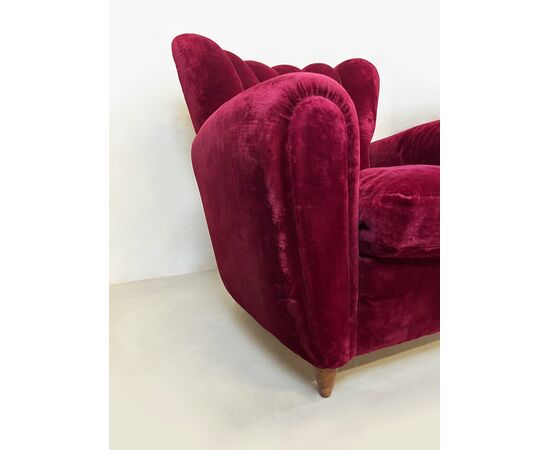 Pair of armchairs 1940 - burgundy velvet