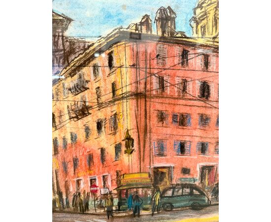 Disegno centro di Roma 1964, Belau, 91x84cm