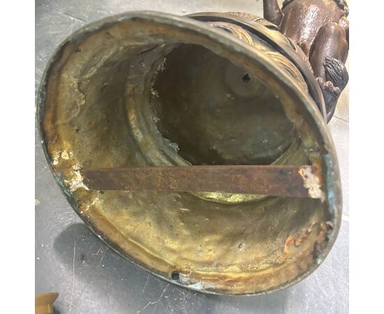 Antica scultura in bronzo, leone, '900, 82x30cm