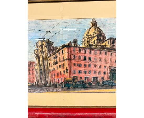 Disegno centro di Roma 1964, Belau, 91x84cm