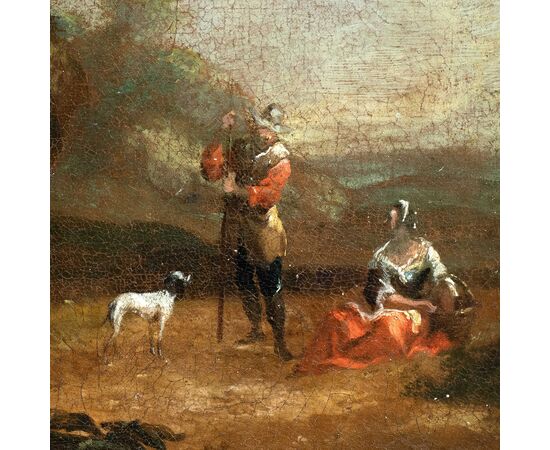 Italian painter (18th century) - Landscape with resting shepherds.