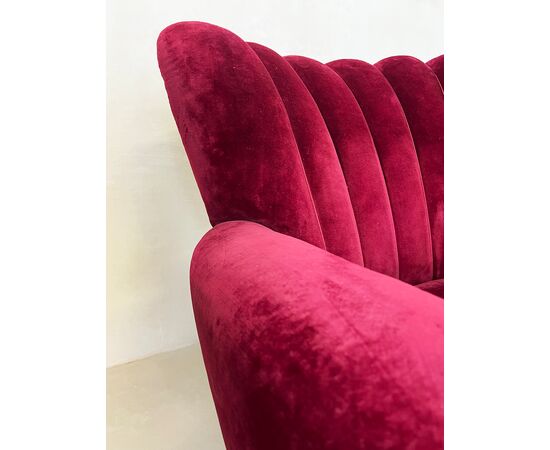 Pair of armchairs 1940 - burgundy velvet