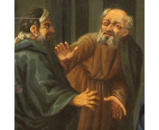 Italian painting oil on copper Expulsion of the merchants from the temple