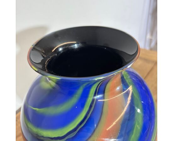 Vaso in vetro Ottavio Missoni  - Arte Vetro Murano anni 80 firmato . Mod EOS  -  Posmoderno H 33 cm