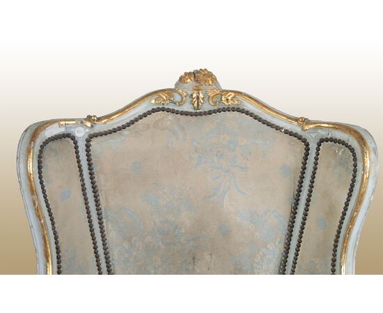 Coppia di poltrone laccate decapate stile Luigi XV del 1800 francesi