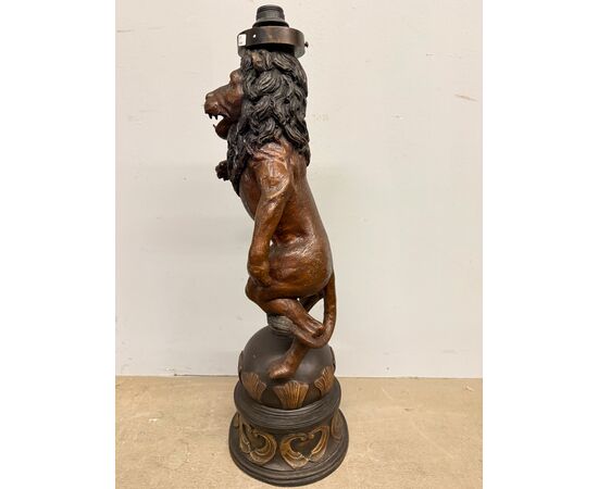 Antica scultura in bronzo, leone, '900, 82x30cm
