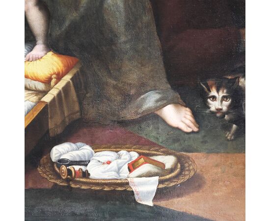 Attributed to Teodoro d'Errico il Fiammingo; Amsterdam 1544 – Amsterdam 1618, Madonna with Child, Young Saint John and Saint Anne (after Giulio Romano's Madonna della Gatta), oil on canvas