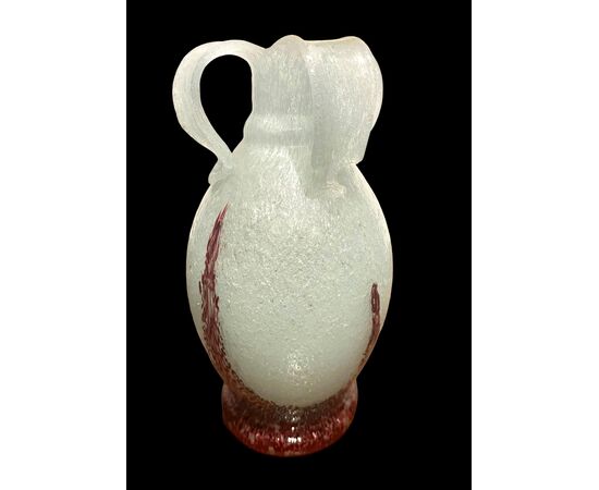 Pulegoso glass vase with four handles. Manufactured by Emanuel Beranek. Czech Republic.