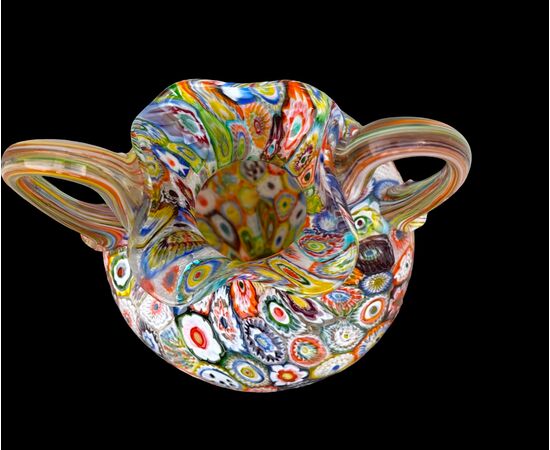 Large vase with 'giant murrine' with two handles. A.Ve.M. Murano
