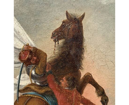 Francesco Casanova (Londra 1727 – Mödling 1803) attribuito a - Scena di battaglia a cavallo.