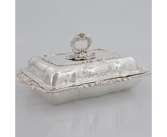 George IV sterling silver vegetable dish, lid and handle, Paul Storr, London, 1821