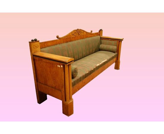 Divano svedese del 1800 stile Biedermeier in legno di betulla e noce