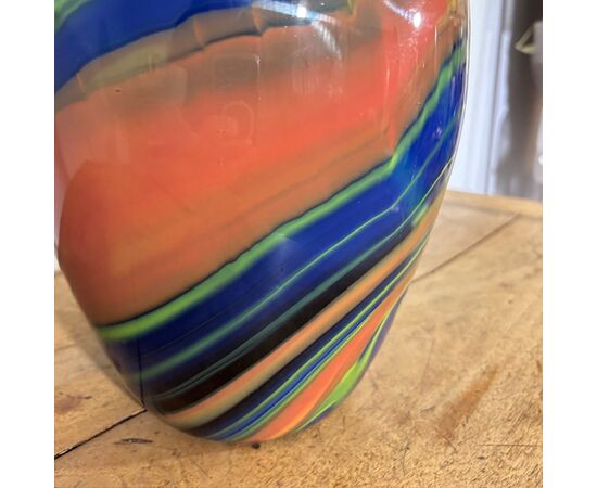Vaso in vetro Ottavio Missoni  - Arte Vetro Murano anni 80 firmato . Mod EOS  -  Posmoderno H 33 cm