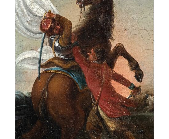 Francesco Casanova (Londra 1727 – Mödling 1803) attribuito a - Scena di battaglia a cavallo.