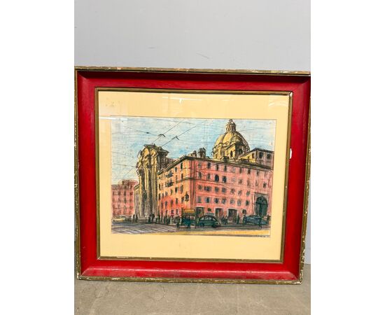 Disegno centro di Roma 1964, Belau, 91x84cm