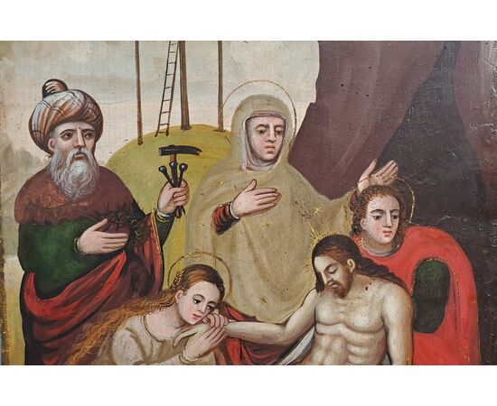 " DEPOSIZIONE DI CRISTO" - TEMPERA SU TAVOLA - XVI/XVII SEC.