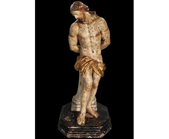 Christ at the column, polychrome poplar wood, Northern Italy, 17th-18th century