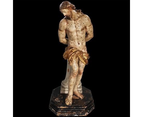 Christ at the column, polychrome poplar wood, Northern Italy, 17th-18th century