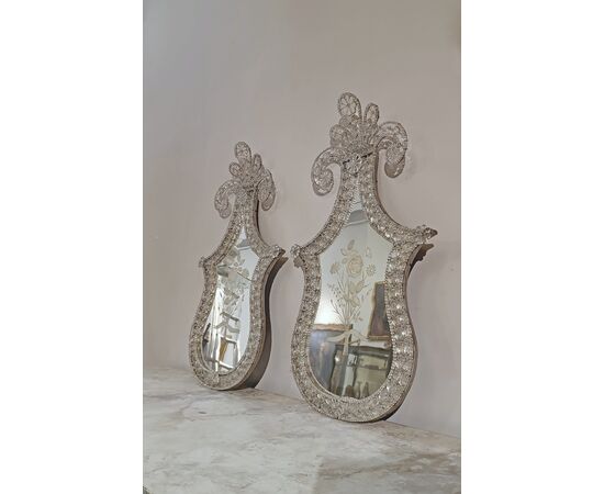 PAIR OF NEOCLASSICAL MIRRORS WITH CRYSTALS, LATE 18TH CENTURY
