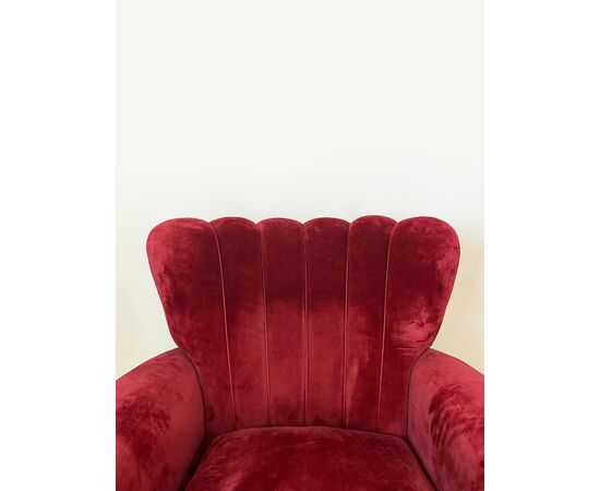 Pair of armchairs 1940 - burgundy velvet